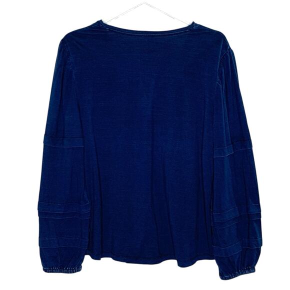 Chicos XL NEW Knit Top Chambray V Neck Riviera Authentic Tiered Sleeve - Picture 2 of 9